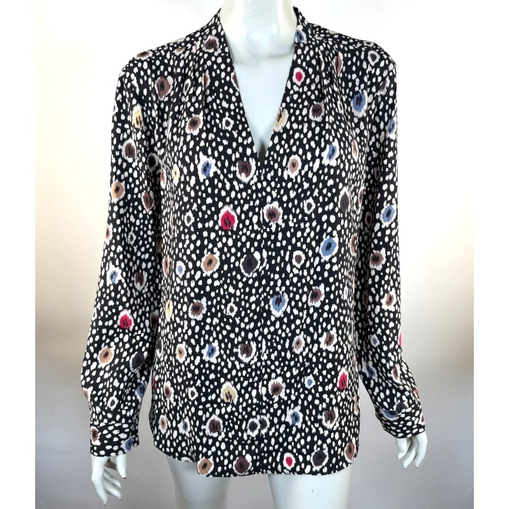 NIC+ZOE Spotted Dots V-Neck Top Women XL NWT $158 Long Sleeve V-neck Popover